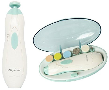 Elektrischer Nagelpflege Nageltrimmer für Babys, Nagelfeile von Jaybva, elektrisch, sicher, automatisch, für Neugeborene, Kleinkinder, Zehen, Fingernägel, Pflege, mit Ersatz-Aufsätzen