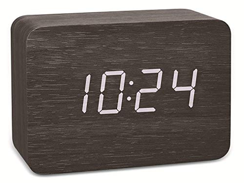 TFA Dostmann 60.2549 Design Funk-Wecker in Holz-Optik Clocco (weiß/schwarz mit Batterien)