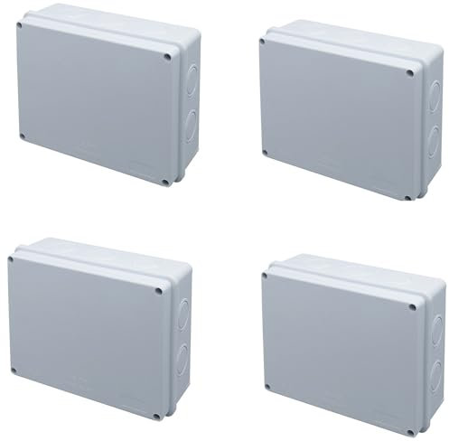 4 Pezzi – Scatole di Derivazione da Esterno IP65 150x110x70mm – Pareti Lisce per Impianti Elettrici – Resistenti a Polvere e Spruzzi d’Acqua