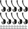 YIHATA 10 Pcs Black Coat Hooks, Vintage Metal Heavy Duty Coat Hooks with Metal Screws, Robe Coats Towel Hat Keys Hooks, Wall Mounted Hook for Kitchen Bedroom Entryway
