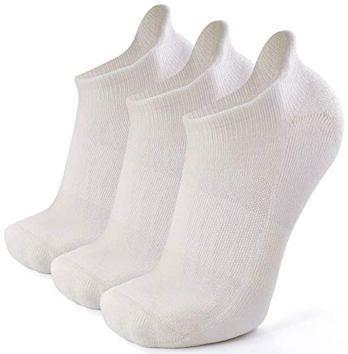 Busy Socks Wool Athletic Socks Women Hiking, Ladies Autumn Ankle Merino Wool Sport Socks for Cycling Running Tennis Golf, White, Medium, 3 Pairs