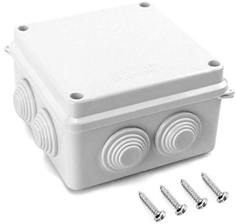 QWORK® Aufputz Abzweigkasten, Abzweigdose, wasserdicht, staubdicht, IP65, ABS-Kunststoff, Universal Elektro Projekt Gehäuse, weiß, 100x100x70mm