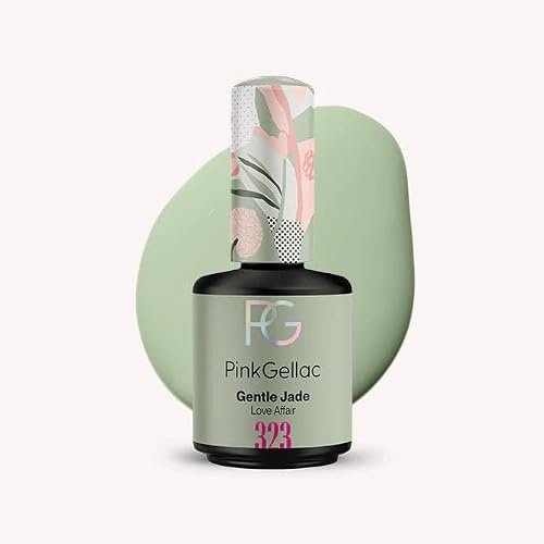 Pink Gellac Gel Nagellack UV, Veganes Nagelgel - 323 Gentle Jade 15 ml | Gelnagellack für UV Lampe, Einfache Anwendung Nail Polish für 14 Tage Salonqualität, Gellack Made in Holland