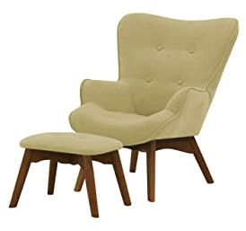 Nordville Bloomy Sessel Mini Für Kinder Mit Fußhocker- Ohrensessel mit Hocker in Landhaus-Stil | Der perfekte Polstersessel für entspannte, Lange Fernseh- und Leseabende (Eiche dunkel, Baku10)
