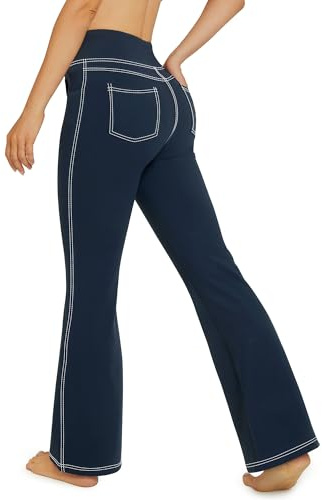 G4Free Activewear-Hosen für Damen mit 4 Taschen Bootcut Jeans Yoga Hosen Damen Stretch Hohe Taille Yogahose Training Schlaghose Fitness Arbeit Sporthose Klein/Regulär/Groß