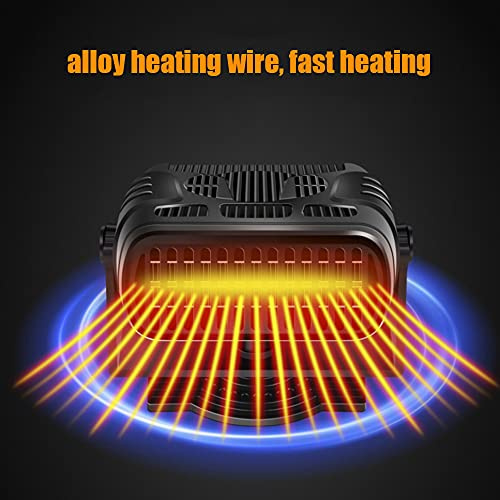 Baceyong Pare-brise Dégivrage Désembueur Chauffage de voiture 12V 120W avec prise allume-cigare Chauffage rapide Ventilateur de voiture rotatif pour un été frais