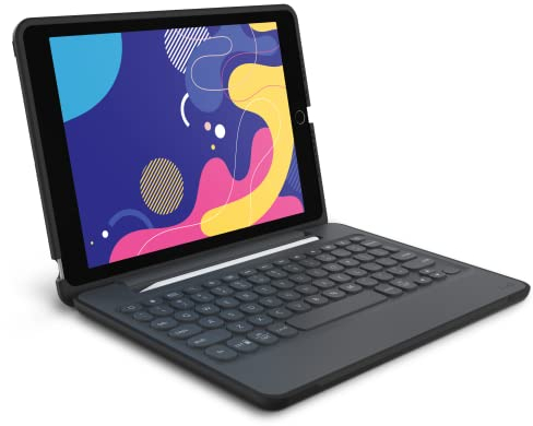 ZAGG Rugged Education Tastatur für Apple iPad 10,2 Zoll (7. & 8. Generation), 1,8 m Fallschutz, langlebig, hintergrundbeleuchtete Tasten, Schwarz