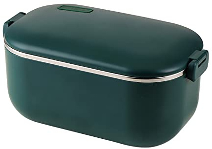 LANMOU 220V 1L Boîte à Lunch électrique, Lunch Box Chauffante Électrique avec Compartiment, Gamelle Chauffante Electrique Acier Inoxidable pour Bureau, Pique-Nique, Ecole et Domicile (Green)