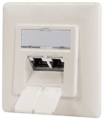 LogiLink Cat.6A Netzwerkdose UP 2 x RJ45 geschirmt, reinweiß, senkrechte Kabelzuführung