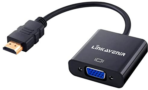 LinKAVEniR Adaptador HDMI a VGA, chapado en oro HDMI a VGA (macho a hembra), convertidor HDMI a VGA de 1080P para ordenador portátil/escritorio/monitor/proyector/HDTV/HD decodificadores, etc