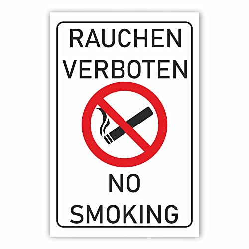 INDIGOS UG - Schilder - 297x210mm - Schild DIN A4 2 Stück - Rauchen verboten - Aluverbundplatte - für Garage, Hotel, Parkplatz, Schule, Carport, Firma