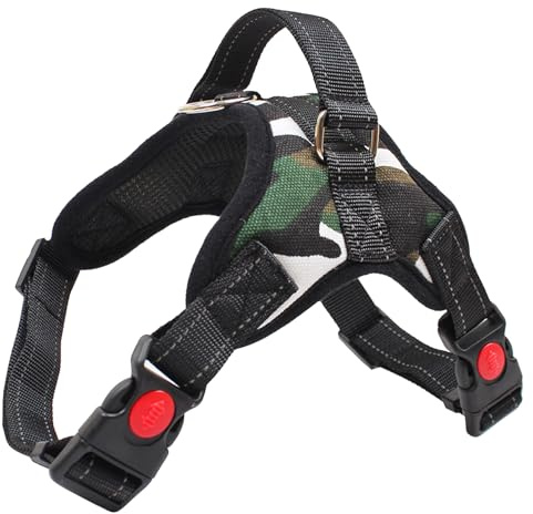 FYY Hundegeschirr No Pull, Atmungsaktive Verstellbar Hundegeschirr, Reflektierende Oxford Hundegeschirr Zum Wandern mit Kontrolle für Kleine Mittelgroße Grosse Hunde M-Rosa