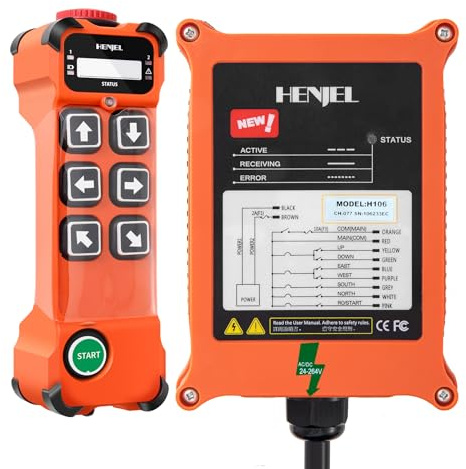 H106 110-460V 220V 380V Industrial Wireless Crane Remote Control for Electric Hoist Overhead Bridge Gantry Jib Truck Crane Remote Control 6 Buttons Transmitter and Receiver