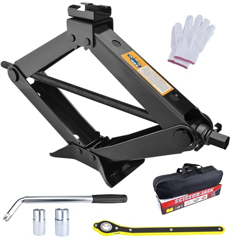 Yaheeda Scherenwagenheber-Set – 3 Tonnen (3000KG) Auto-Wagenheber-Set, intelligenter Mechanismus mit Handkurbel/Schraubenschlüssel/Nasenschlüssel, verdickte Basis für Auto, SUV, MPV