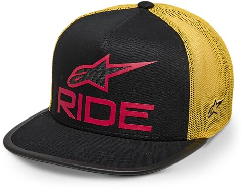 Alpinestars Herren Original Logo Trucker Hat Baseballkappe, Schwarz/Gelb/Rot, Einheitsgröße