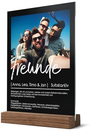 CHRISCK design Acrylglasbild Freunde Definitionen Bild mit eigenem Foto - Persönliches bester Freund Geschenk - Freundschafts Wandbild - Freundschaftsgeschenk für friends personalisiert