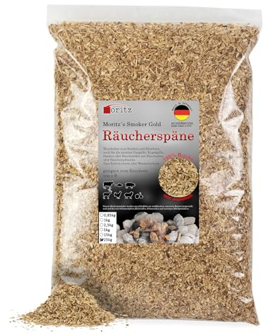 Moritz 25 kg di trucioli di faggio fine 0,75 – 2 mm, affumicatura a freddo di pesce, carne, salsiccia, formaggio, verdure, anche per barbecue, barbecue – farina affumicata
