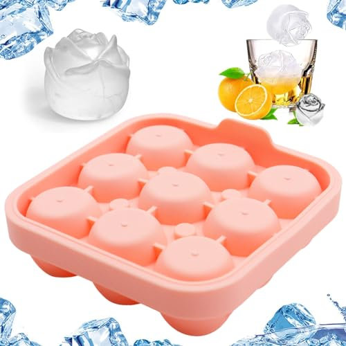 Stampo per Cubetti di Ghiaccio in Silicone, 6 Stampi per Cubetti di Ghiaccio a forma di Rosa, per Bambini, Acqua, Whisky, Cocktail