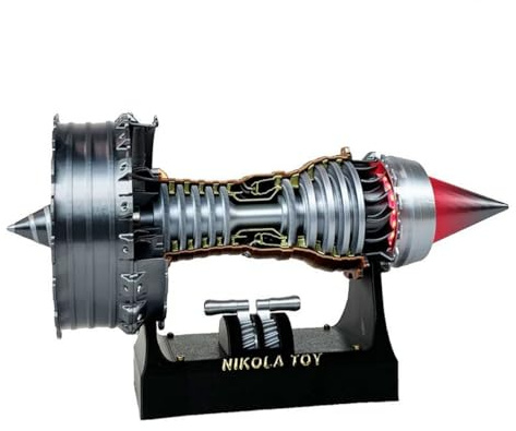 EvikOo Modello Motore Turbofan Trent 900, Kit Modello di Montaggio del Motore a Getto, Alta Simulazione Aereo Motore Modello, Luce LED + Batteria al Litio, Girevole (24cm / 10in)