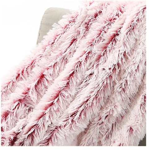 GSJNHY Coperta Morbida Coperta in pelliccia sintetica for divano, poltrona, letto, biancheria da letto. Coperta in fibra di peluche di poliestere super morbida(Color:Red,Size:130x160cm)