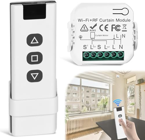 Nizirioo Set di Controllo Radio per Tapparelle - Controllo Motore, Telecomando WiFi + Modulo Ricevitore RF, Portata 100 m, Interruttore per Persiane e Tende