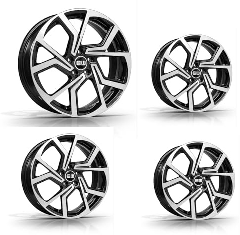 Elite 4 Cerchi in lega per Golf 5 6 7 8, 17 pollici, Nero, Alluminio, Compatibili con Autovettura