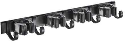 Colgador Escobas y Fregonas Soporte for fregona de escoba, soporte de pared de acero inoxidable, organizador de fregona montado en la pared, colgador de herramientas con 4 estantes, 5 ganchos for coci