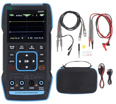 Multímetro de Osciloscopio Digital Automotriz Portátil 3 en 1 50 MHz 250 MS/s DDS Generador de Forma de Onda, Módulo de Protección de Alto Voltaje de 400 V, Multímetro de 4,5