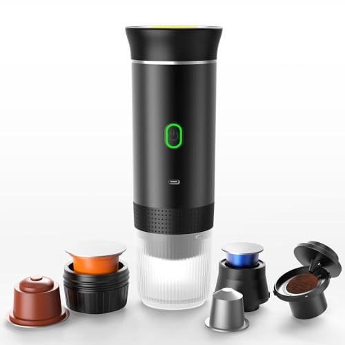 Macchina per caffè espresso portatile, caffettiera elettrica, 60 ml, per caffè macinato, senza fili, auto-riscaldante, capsula Nespresso,macchina per caffè espresso da viaggio, auto, trekking,