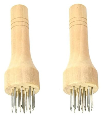 Wmzjnljy ﻿2pcs Stainless Steel Meat Tenderizer Mallet Wood Handle Meat Blades Needle Manual Steak Hammer Kitchen Accessories for Beef, Steak, Chicken and Pork(U76-2)