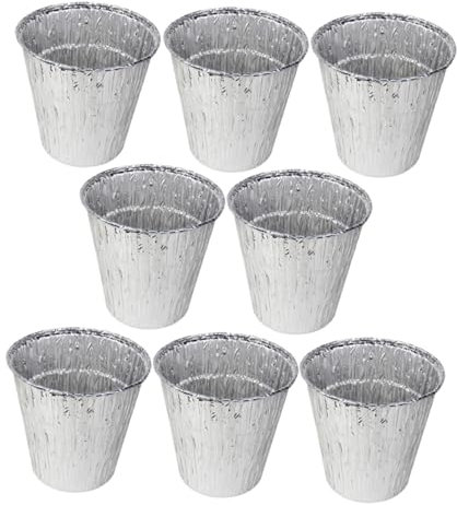 SHOWERORO 8pcs Aluminum Foil Grease Bucket Liners for Grill Bbq Drip Catcher High-temperature Resistant Deep Round Oil Drip Container for Outdoor Camping