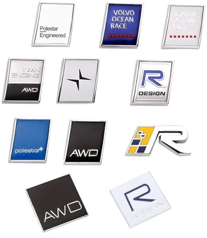 JRZCXGZX Coche Logo Emblema para Volvo XC60 S90 XC90 S60 Polestar Insignia Automóvil Señales Letra Calcomanía Pegatinas con Logotipo de Coche Accesorios Exteriores,A Style