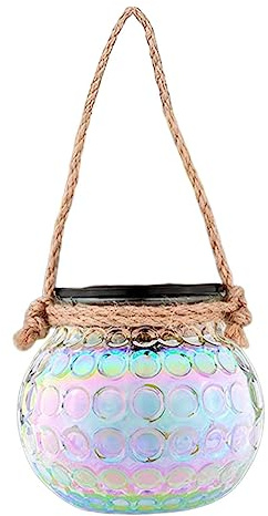 SHINEOFI Solar Powered Jar Light Outdoor Decorative Hanging Lantern for Garden and Courtyard with Glass and Rope Energy Storage Ambient Lighting