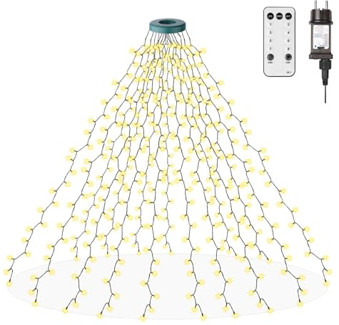 Luce per Albero di Natale da 2M con Telecomando e 16 Ghirlande,Catena Luminosa per Albero di Natale da 400 LED,8 Modalità,Catena Luminosa per Albero per Decorazioni Natalizie da Interno/Esterno