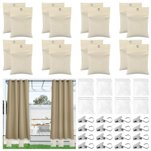 Vorhanggewichte, 680 g, für den Außenbereich, wiederverwendbar, gewichteter Boden, Pavillon-Gewichte, Sandsäcke mit versiegelten Beuteln und Clips für Vorhänge, Cabana-Pavillon, Pergola, Terrasse