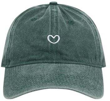 Baseball Cap Damen Sommer, Basecap Damen Pferdeschwanz Cap mit Zopfloch Herzförmiges Baseball Caps Schirmmütze Verstellbare Kappe Schildkappe Sonnenschutz Cappy Frauen für Sommer Sport, Dark Grün,