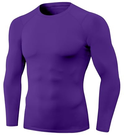 Yuerlian Compression Shirts Mens Long Sleeve Gym Running Base Layer Top | Quick Dry,Breathable,Lightweight,Slim Fitted T-Shirts,Crewneck,Workout Undershirts,Sports Training,Cycling,Athletic