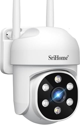 Il Detective Telecamera di Sorveglianza WiFi Esterno, SRIHOME 1080P PTZ IP66, Visione Notturna, Audio Bidirezionale, Rilevamento Movimento