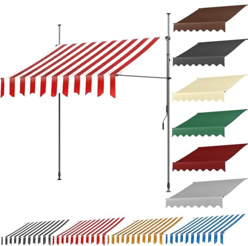 YAIUNHIQ Store banne à Pince 400 cm sans perçage pour Balcon et terrasse avec manivelle - étanche, résistant aux UV, réglable en Hauteur,D,150 * 200CM