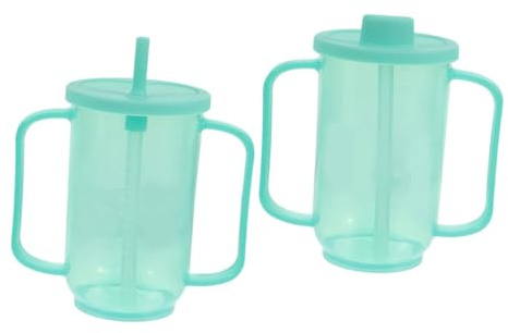 Homoyoyo 2pièces Gobelet Avec Paille Pour Personnes Âgées Anti-fuite Ergonomique Tasse De Soin Pour Adultes Alités Prévention Étouffement Facile à Utiliser