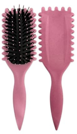 Curl Defining Brush – Premium Boar Bristle Detangling Brush for Curly Hair | Curly Hair Products for Women & Men | Defines Curls, Reduces Frizz, Shapes Coils & Waves | Natural Hair Styling (PINK)