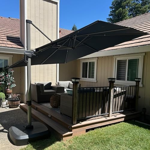 PURPLE LEAF Parasol Rectangulaire Inclinable 2,7 x 3,65 m UPF 50+, Gris | Rotatif 360°, Mât : aluminium 8 cm, couleur champagne, revêtement anti-oxydation – résiste à la décoloration, Jardin, Patio