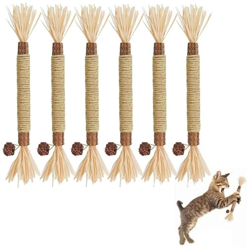 Bastoncini di Erba Gatta,6 Pezzi 22cm Bastoncini da Masticare per Gatti,Matatabi Sticks,Giochi da Masticare,Matatabi Giochi per Gatti,Bastoncino per Denti,Giocattoli di Erba Gatta per Cura Dentale