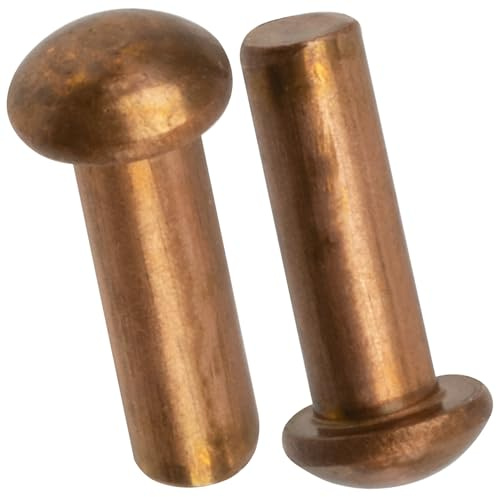 AERZETIX Lote de 24 remaches macizos de cobre Ø2x6mm / cabeza semiesférica