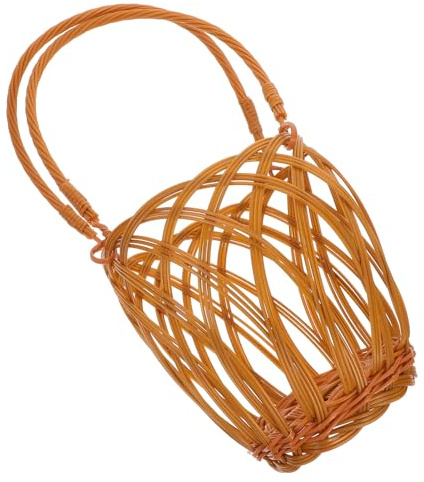 TOYANDONA Portable Imitation Rattan Woven Wine Bottle Basket with Handle, 5-jin Capacity Wine Storage Carrier for Kitchen and Picnic Use