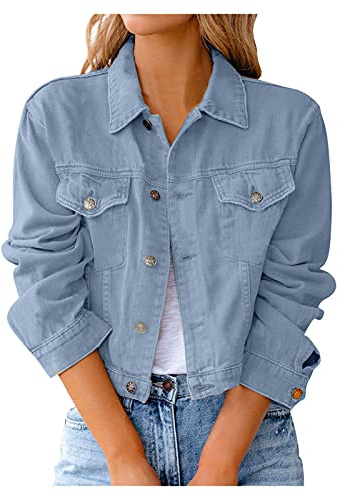 Generisk mockajacka kort dam, jeansjacka dam lång trenchcoat klassisk jacka fritid cykel lätt streetwear klassiska jackor denimjacka jackor mjuk lätt avslappnad vintage