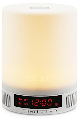 doupi Toccare Illuminazione Bluetooth Speaker con Multi-funzioni Luce Notturna Bambino Luce Sonno Lampada a LED Altoparlante Musica Senza Fili Sveglia Cassa di risonanza indicatore del Tempo