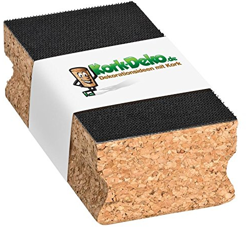 Sughero - Blocco abrasivo in sughero (aderenza con nastro a strappo) 120x40x60 mm | Blocco abrasivo a mano in sughero come supporto per carta vetrata, carta vetrata