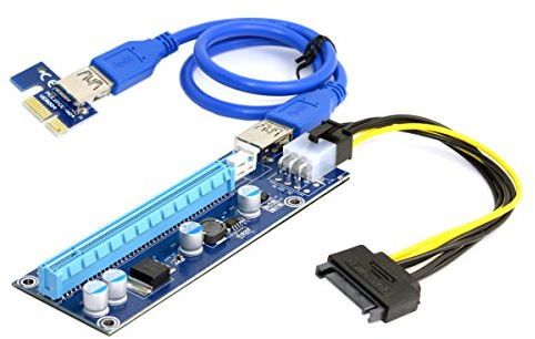 Chenyang Adaptador de Tarjeta elevadora PCI-Express X1 a X16 GPU con Cable de alimentación USB 3.0 y SATA