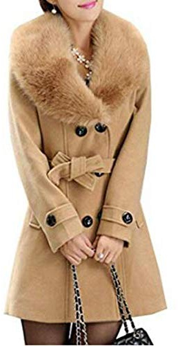 Damer vinterkappa yllekappa med fuskpälshalsband parka höstjacka elegant tvådelat trenchcoat lång kappa övergångsjacka dufflecoat Outwear vinterjacka med bälte